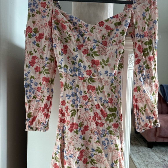 Reformation Pink Floral Square-Neck Mini Dress - Picture 4 of 11